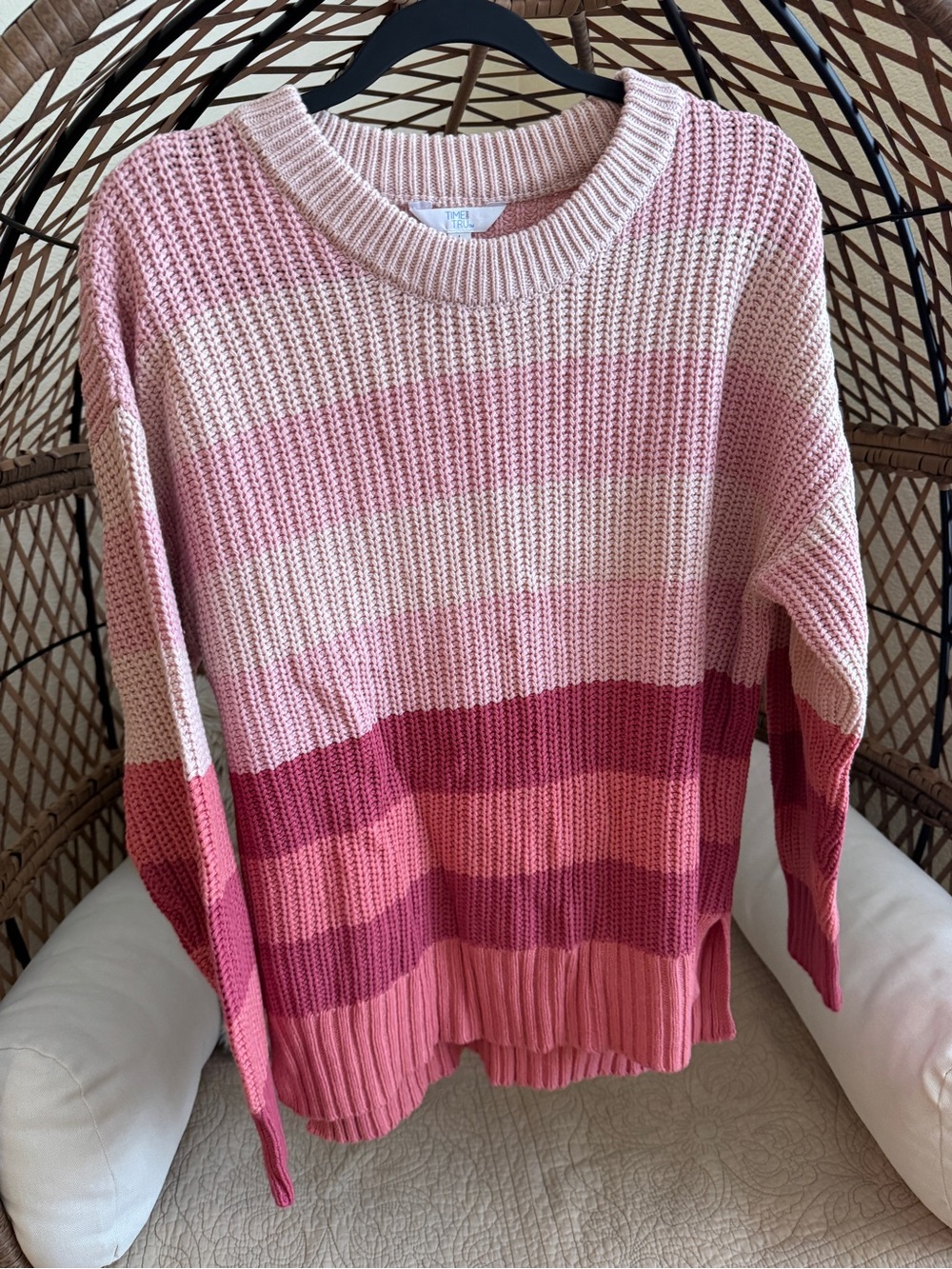 Time and Tru Pink Stripe Sweater Large